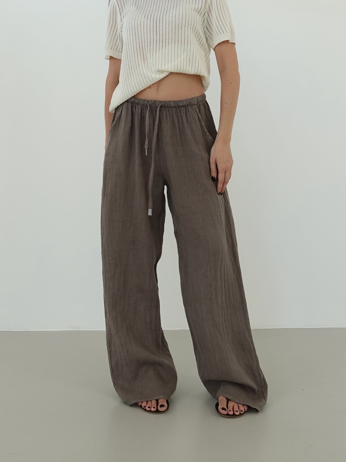 PANTALACCIO 100% LINO - FANGO 24205