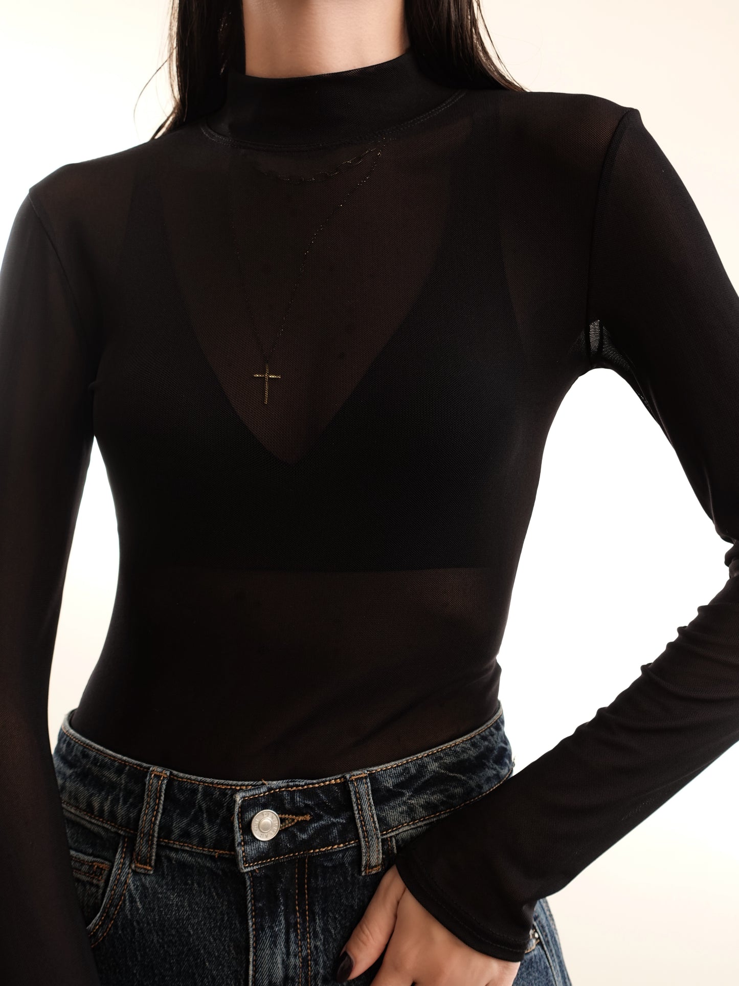 BODY VELATO MEZZO COLLO - NERO 1328