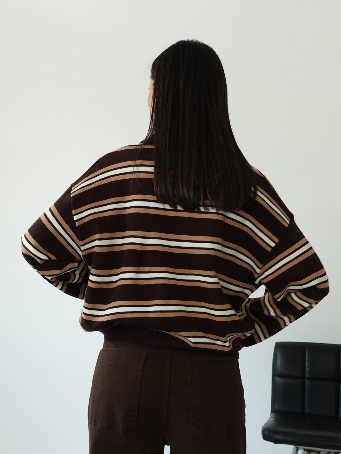 MAGLIONCINO POLO A RIGHE - CIOCCOLATO/CAMEL 69192