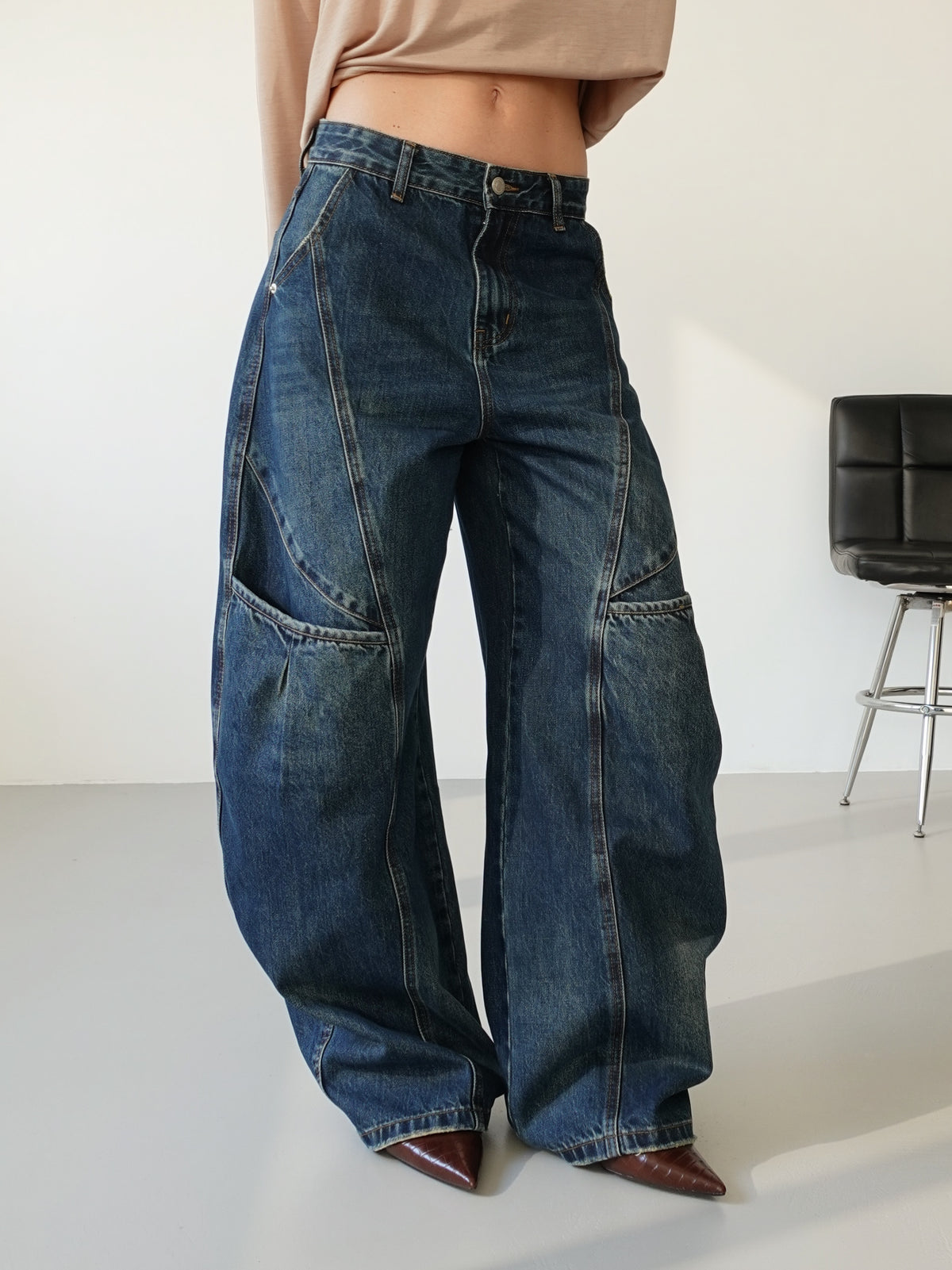 JEANS STRUTTURATO BALLOON FIT - LAVAGGIO SCURO 2006