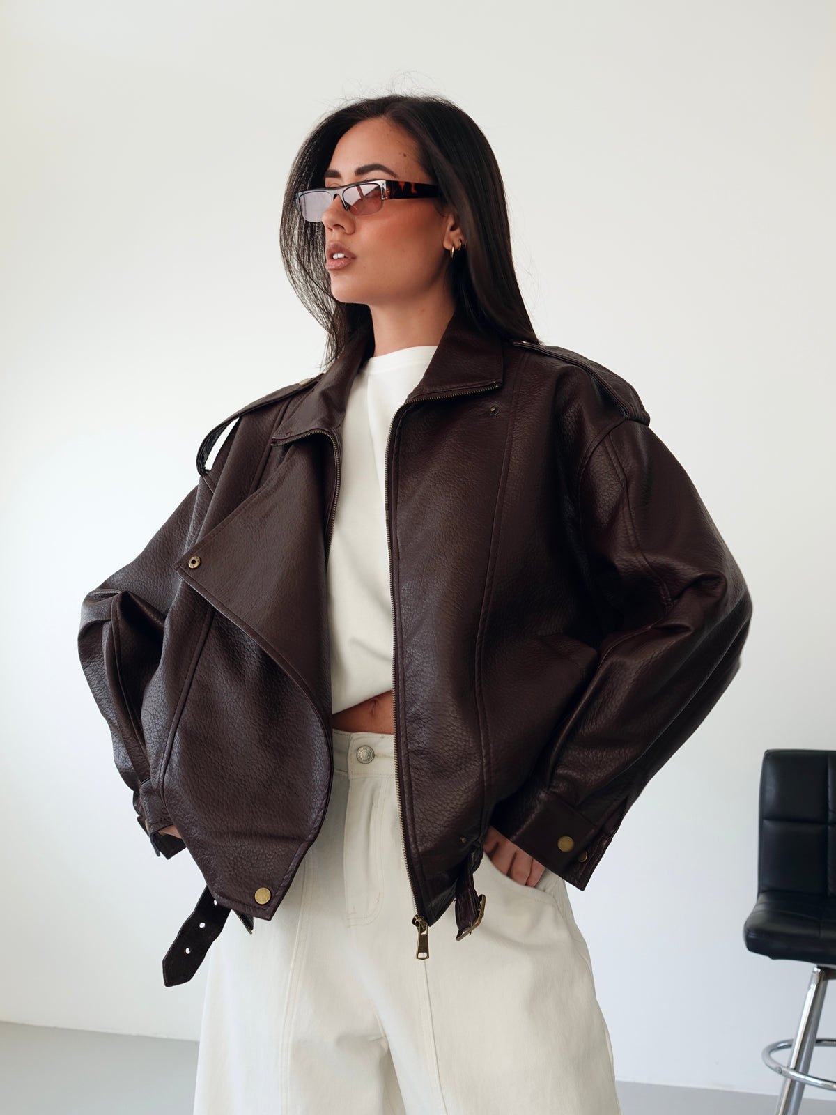 GIACCA OVER TOP GUN IN ECOPELLE - BURGUNDY 30384