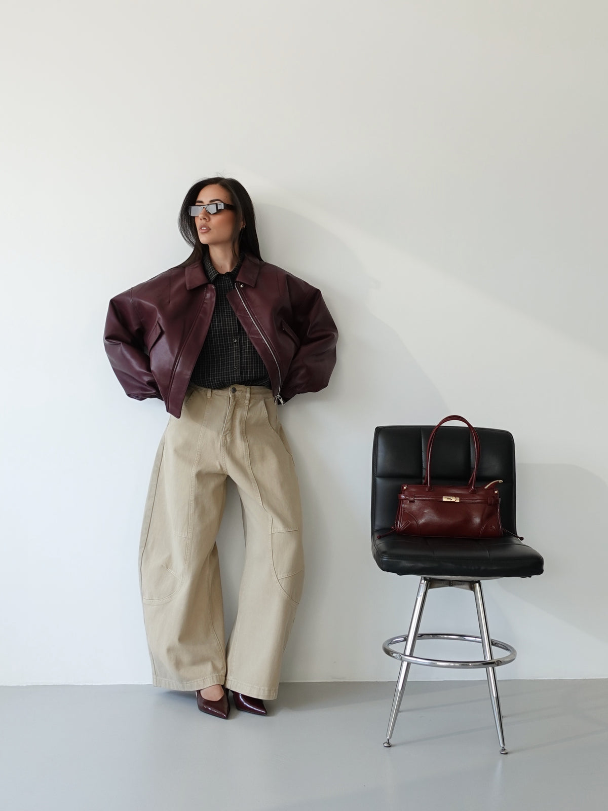 GIACCA IN ECOPELLE H143 - BURGUNDY 8936
