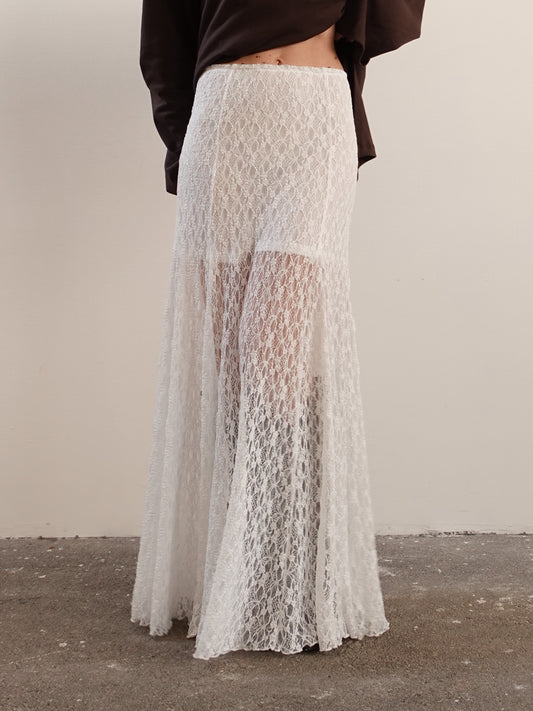 GONNA SEMITRASPARENTE IN PIZZO - BIANCO 1711