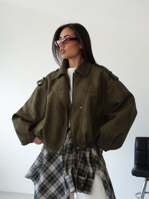 GIACCA BIKER SCAMOSCIATA - VERDE 262227