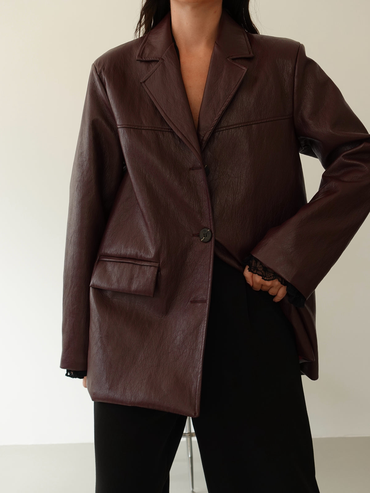 BLAZER DADDY IN ECOPELLE - WINE 25018