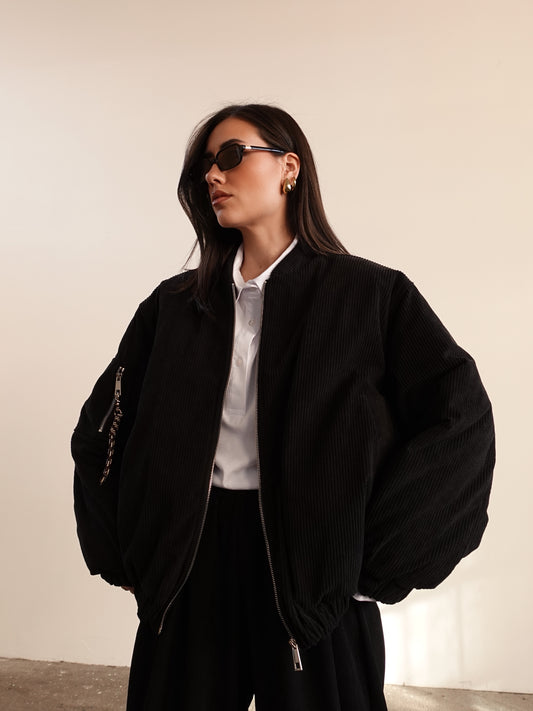 BOMBER LUMINA A COSTE - NERO LD3899