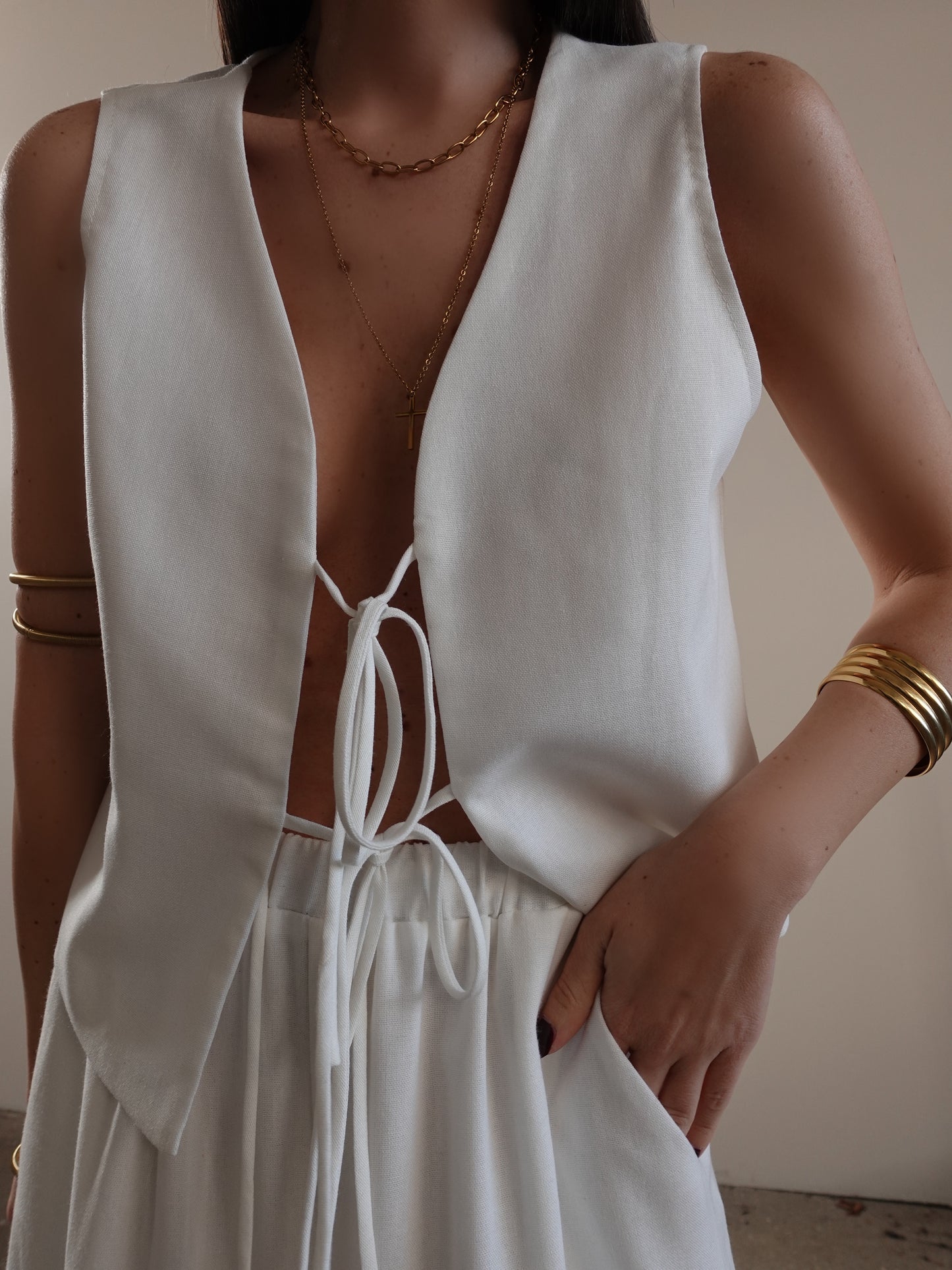 COORDINATO IN LINO FLORENCE - BIANCO 79715