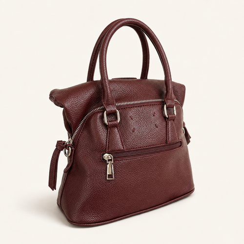 BAULETTO STRUTTURATO CON DOPPIO MANICO - BURGUNDY