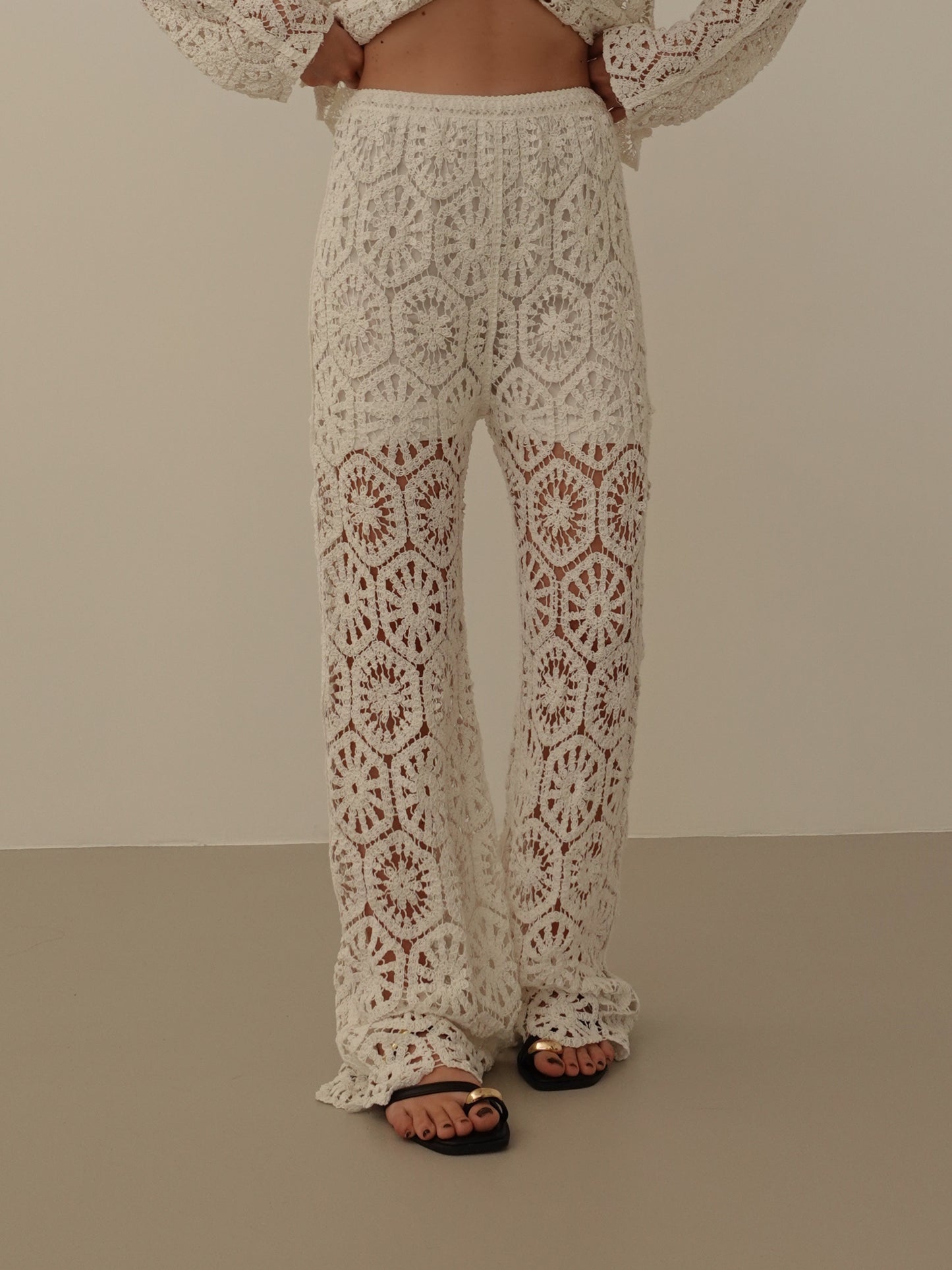 PANTALONI CROCHET BALI - BIANCO 28051