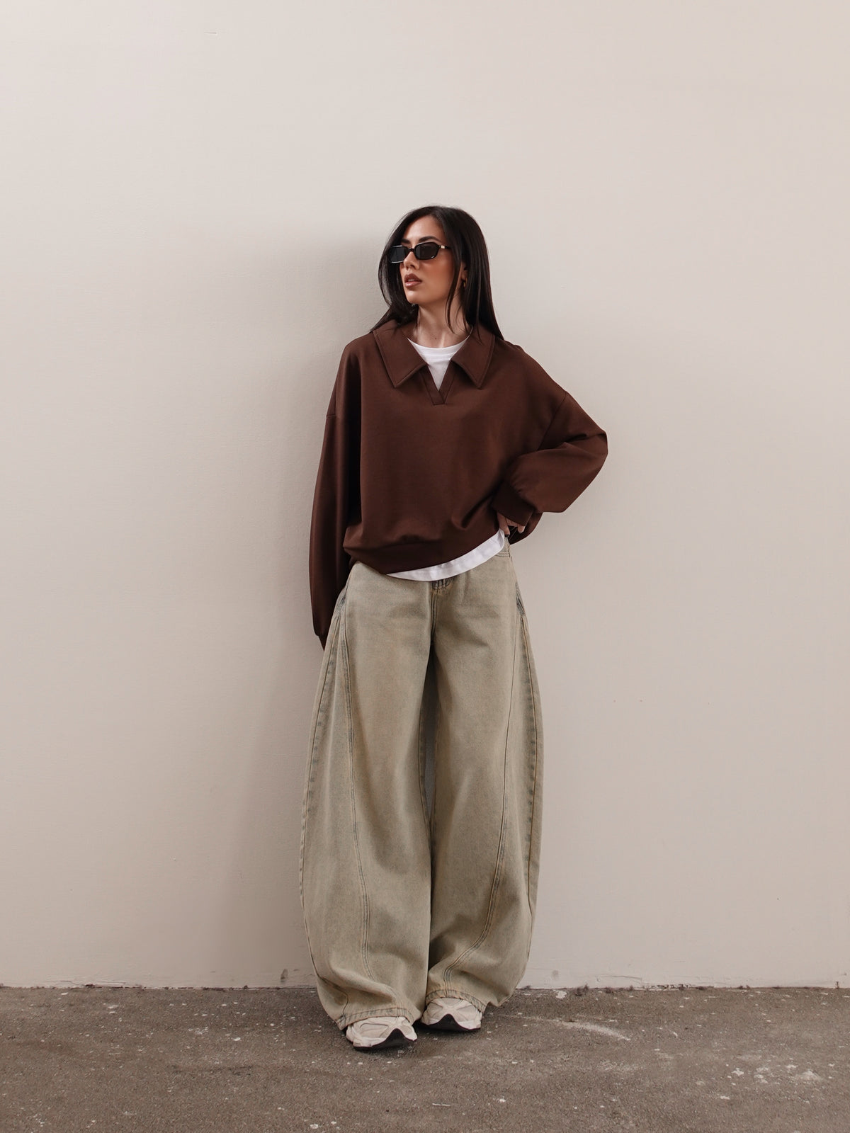 POLO CON T-SHIRT INTERNA - MARRONE 16198