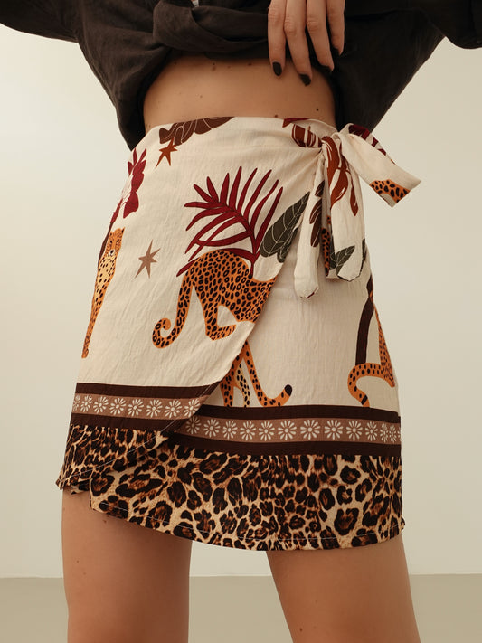 MINI GONNA PAREO JUNGLE - BEIGE 28748