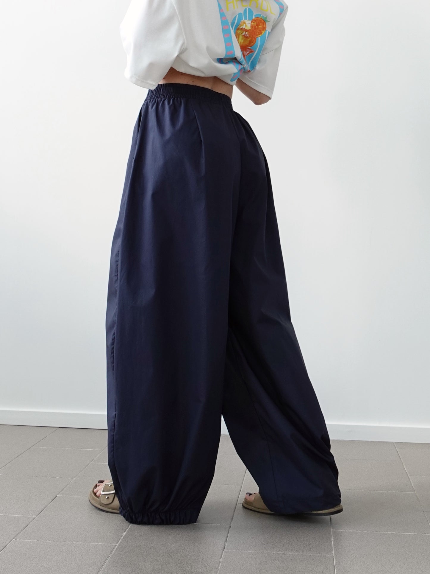 PANTALONI BAGGY BALLOON IN COTONE - BLU CNZ21
