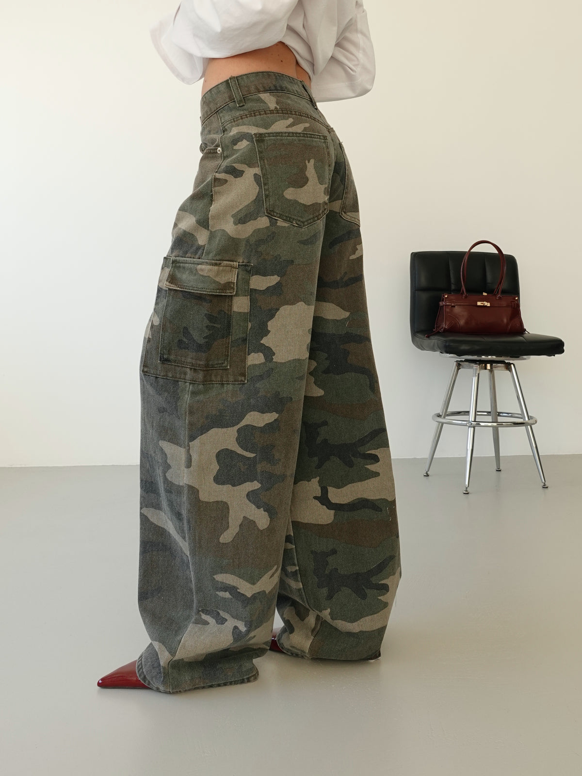 JEANS CARGO CAMOUFLAGE BALLOON FIT - VERDE SLAVATO 7121