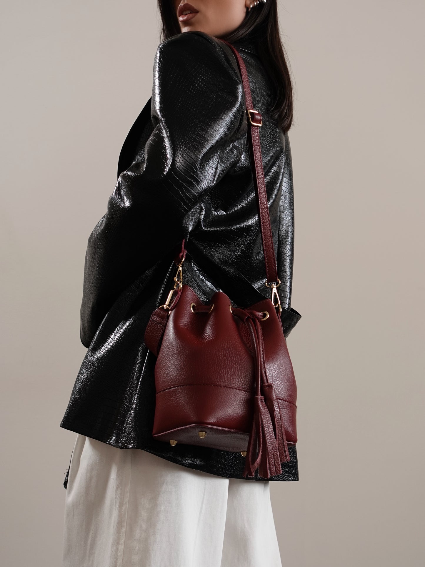 SECCHIELLO IN VERA PELLE - BORDEAUX