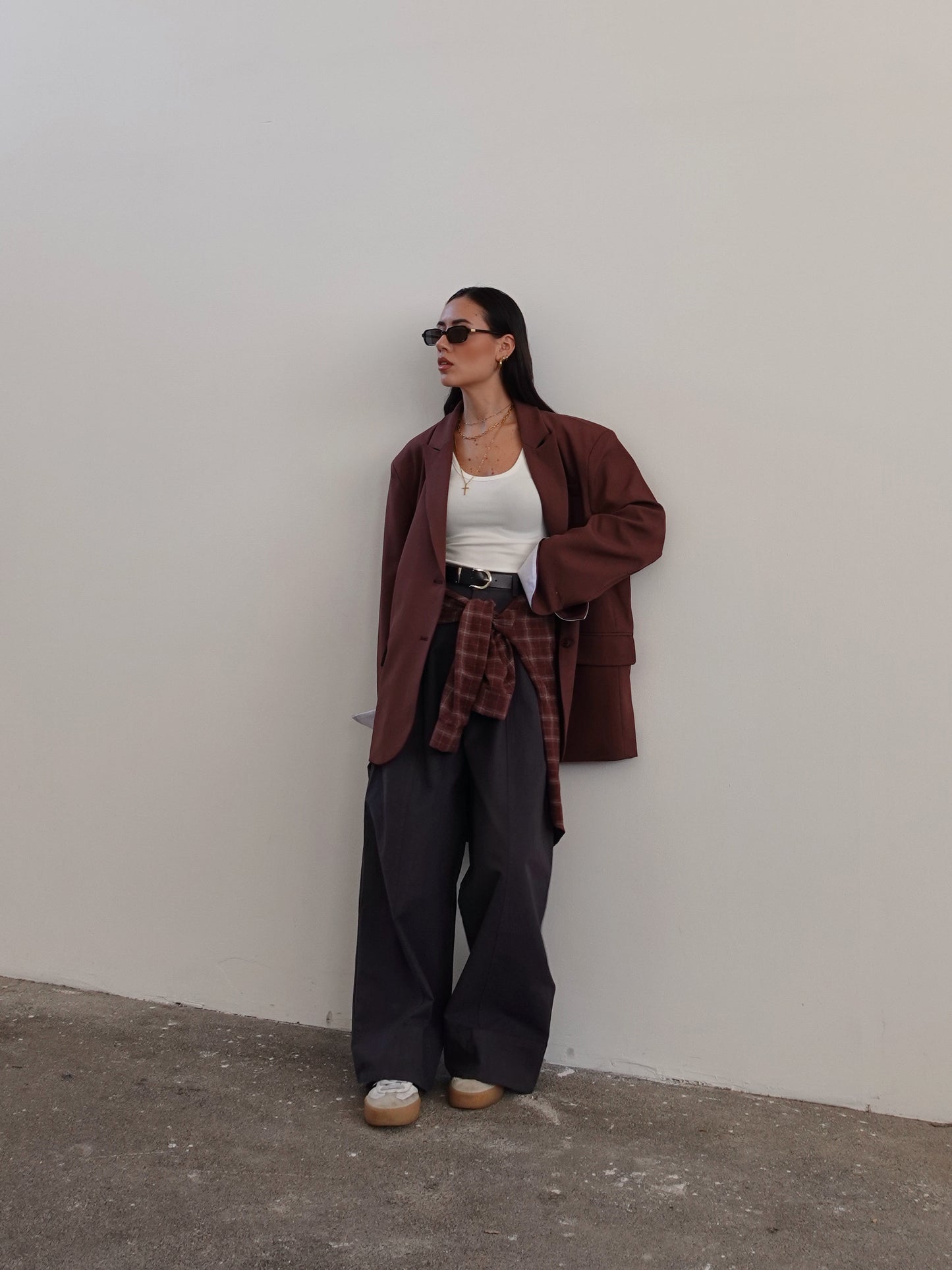 PANTALONI IN COTONE A PALAZZO CON CINTURA - GRIGIO 14740