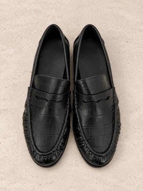 MOCASSINO CROCO NEW YORK - NERO 9466