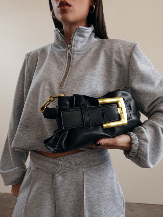 BORSA BAGUETTE CON FIBBIA - NERO 2329