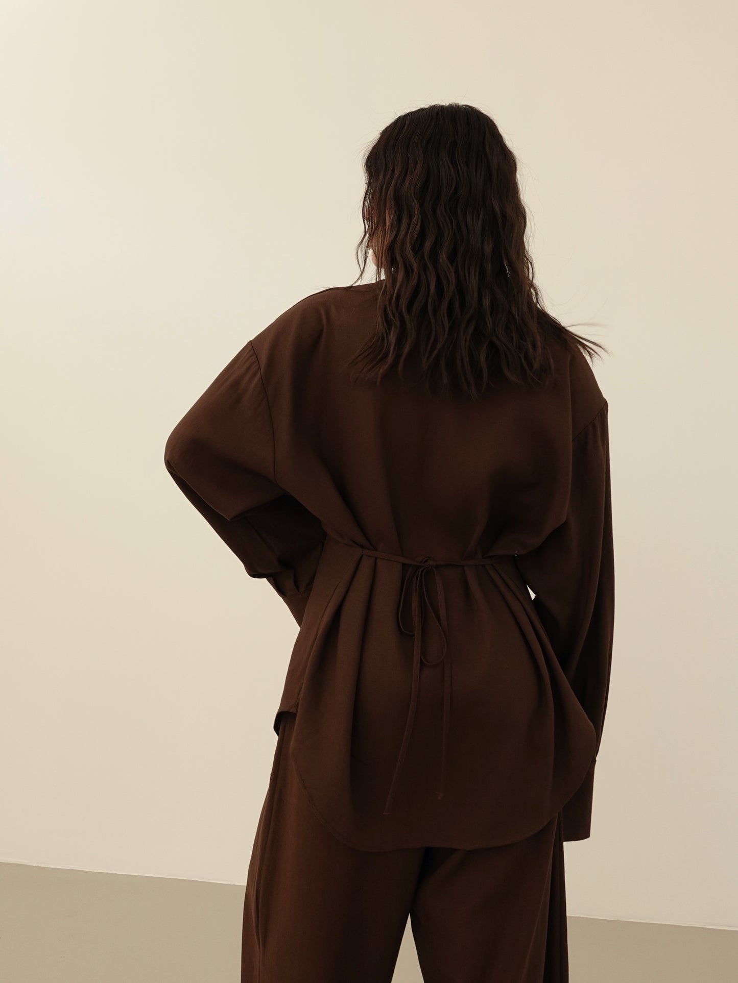 COORDINATO MISTO LINO CON SPALLINE - MARRONE 1965/12680
