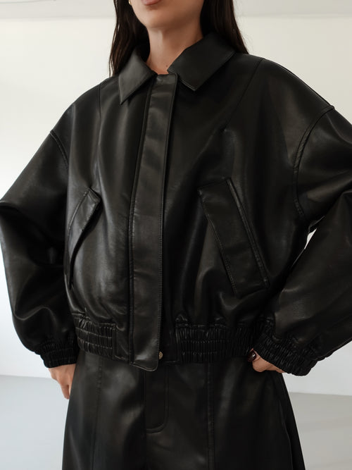 GIACCA IN ECOPELLE H143 - NERO 8936