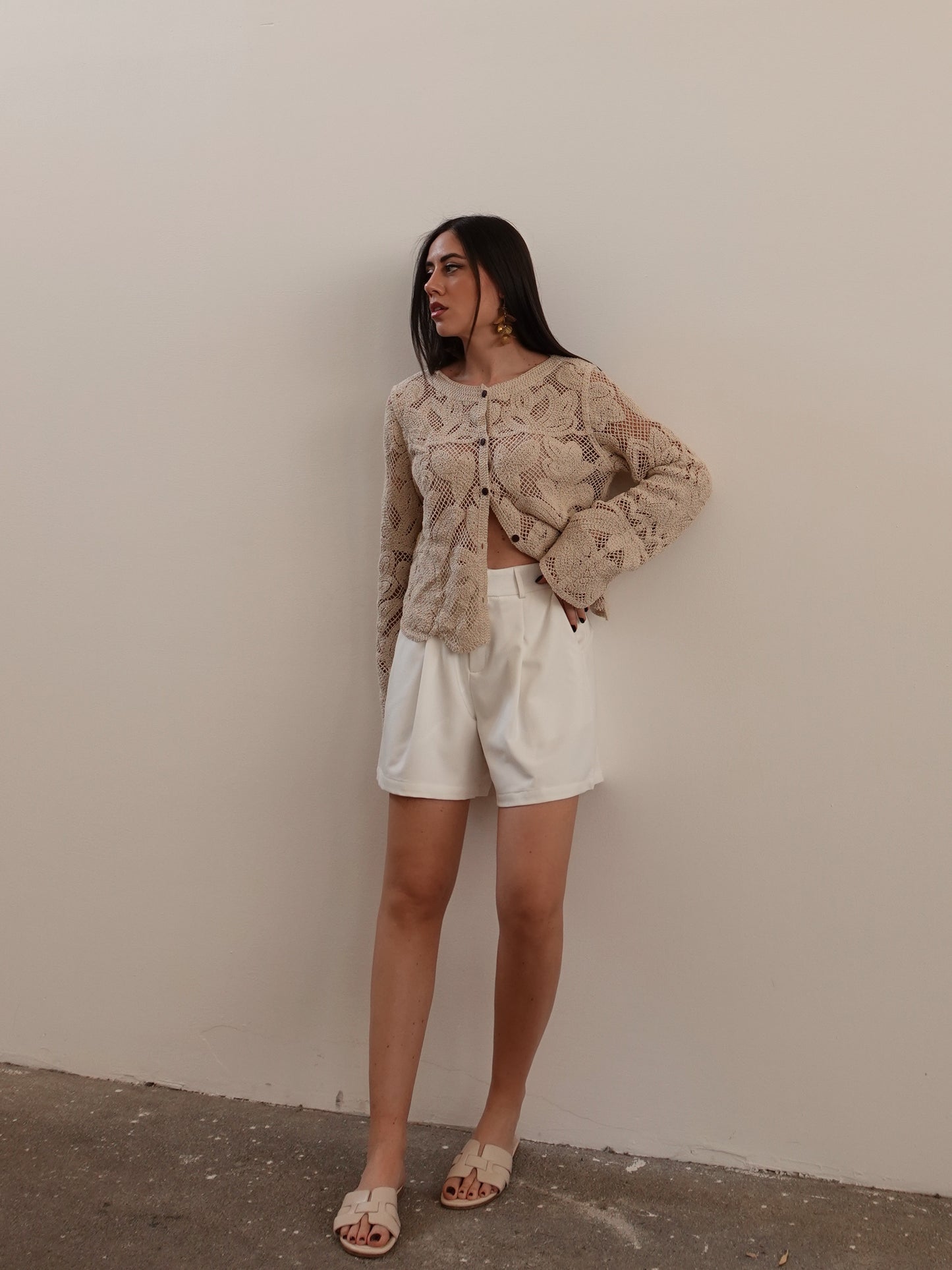 BERMUDA CLASSIC CON PINCES - BIANCO 13694