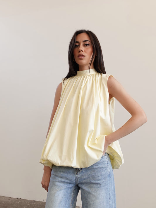 BLUSA IN COTONE CON APERTURA SUL RETRO - GIALLO 25055