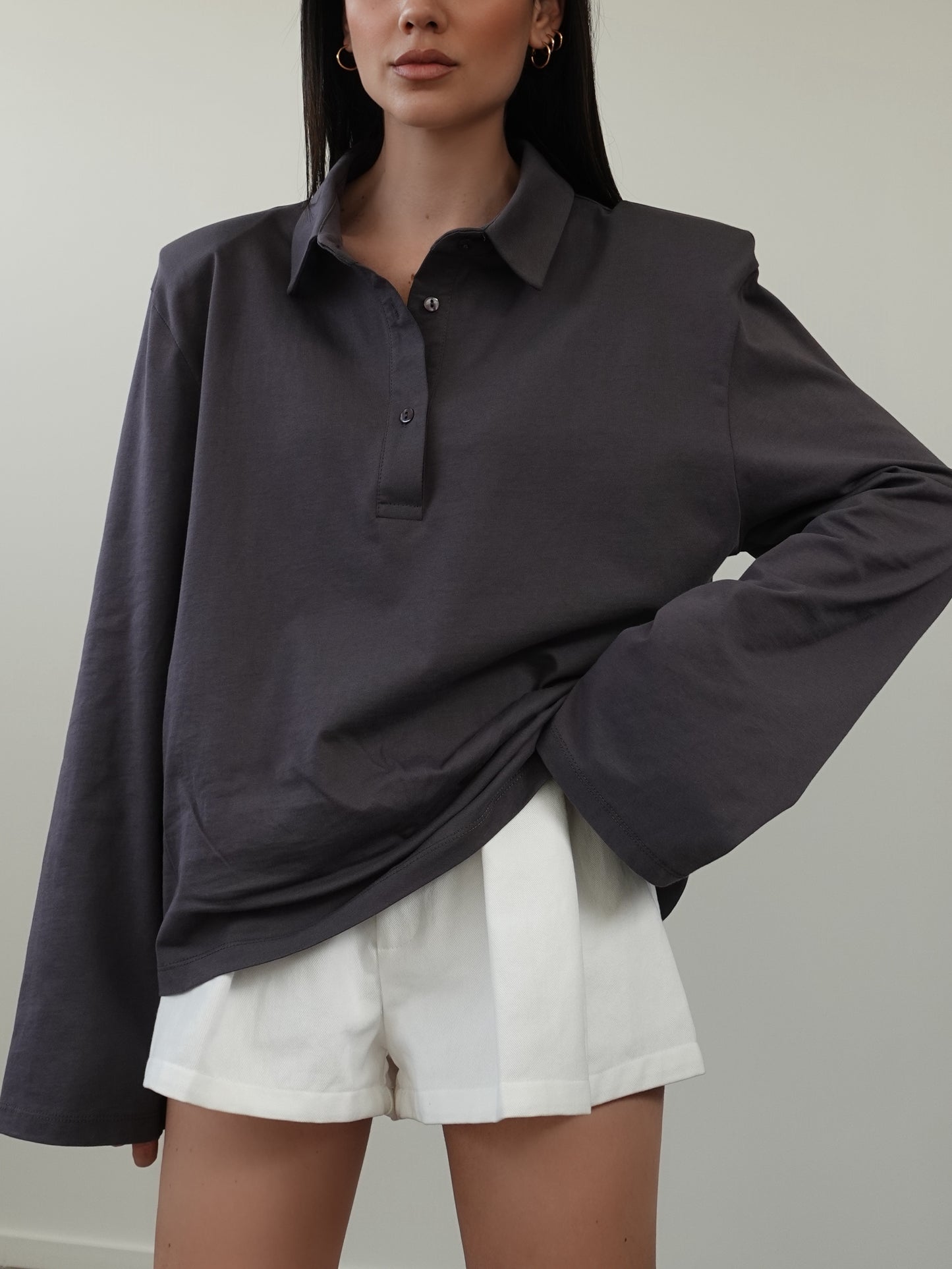 LONG-SLEEVE POLO CON SPALLINE - GRIGIO 2615