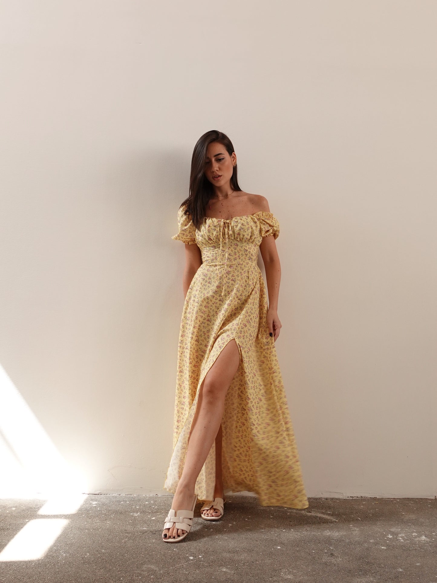 LONG DRESS FIORI DI CAMPO - GIALLO 42778