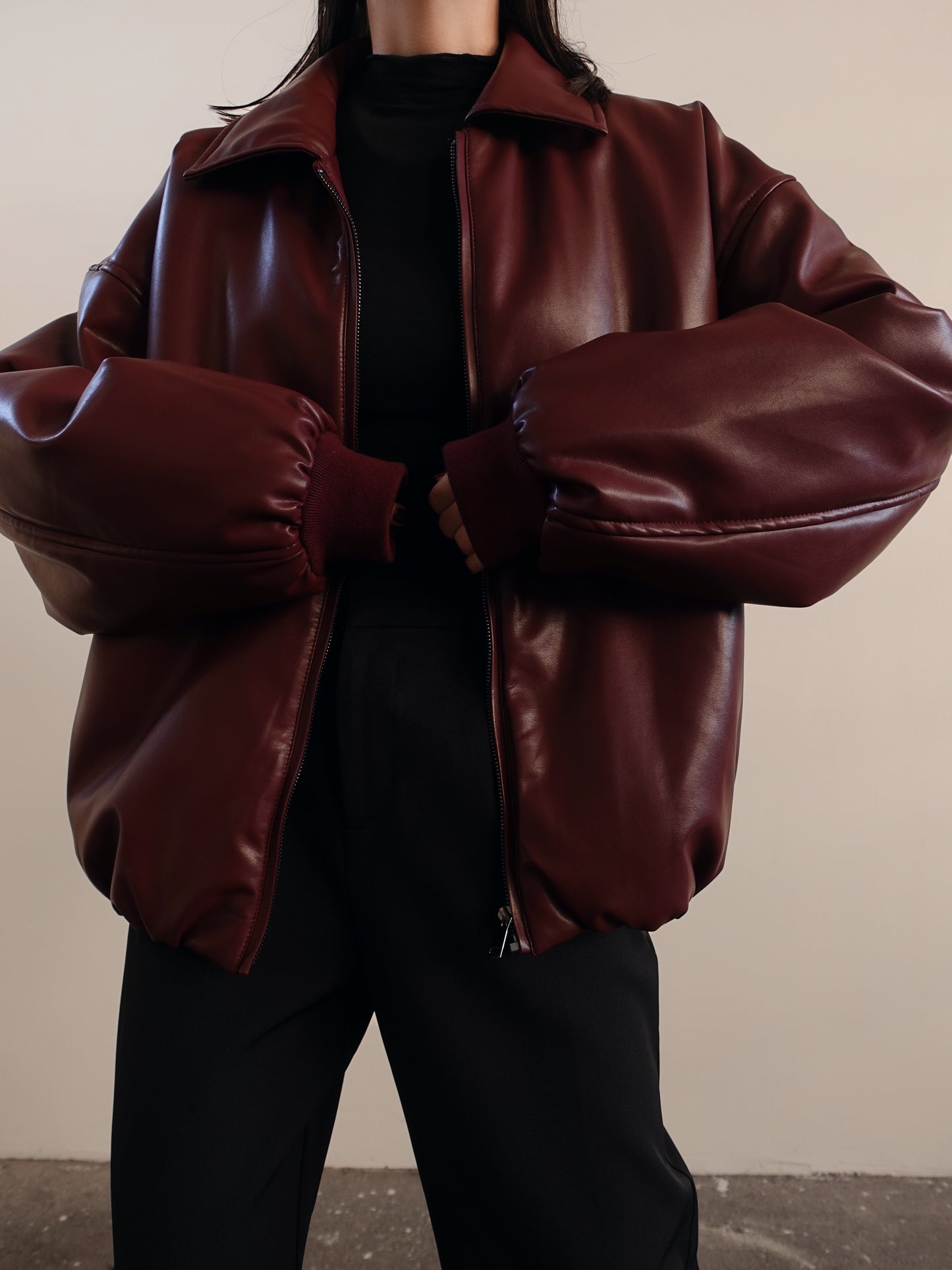 BOMBER AVIATOR IN ECOPELLE - BURGUNDY 8258