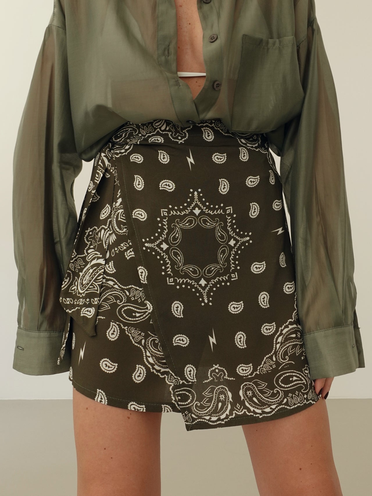 MINIGONNA BANDANA A PORTAFOGLIO - VERDE 714388