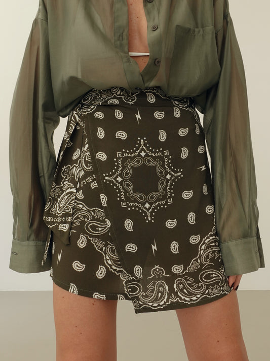 MINIGONNA BANDANA A PORTAFOGLIO - VERDE 714388