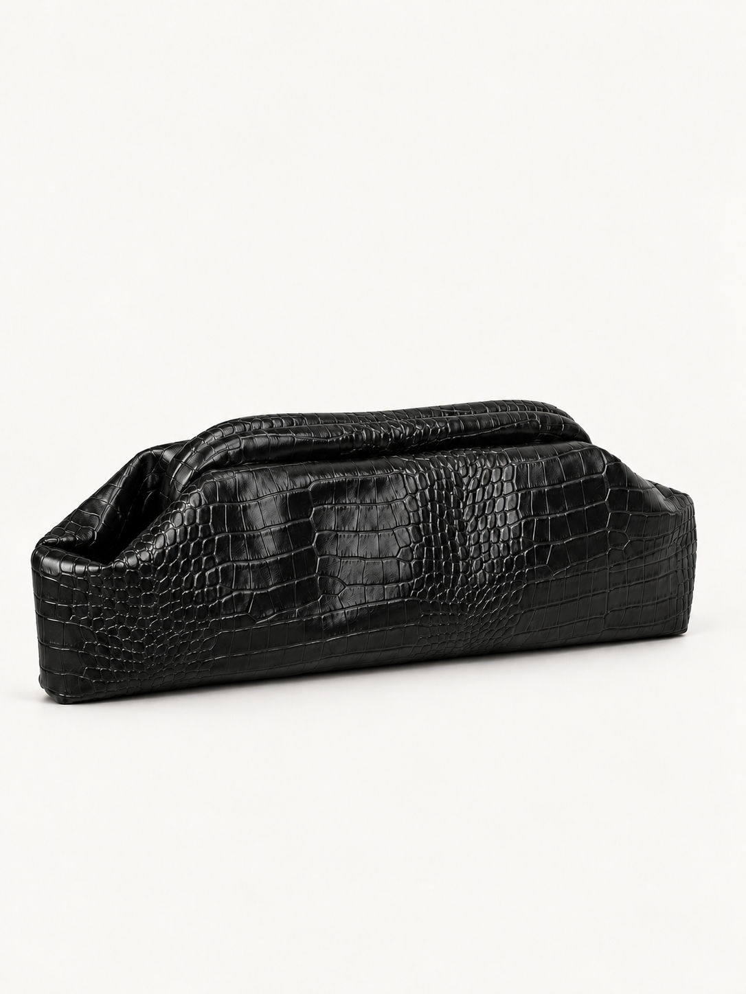 BAGUETTE CROCO IN ECOPELLE - NERO