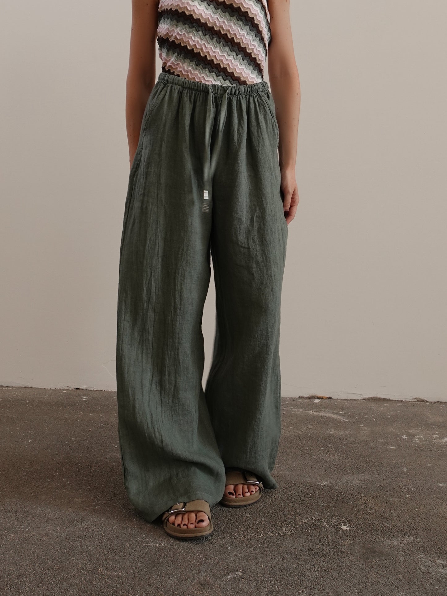 PANTALACCIO 100% LINO - VERDE 24205