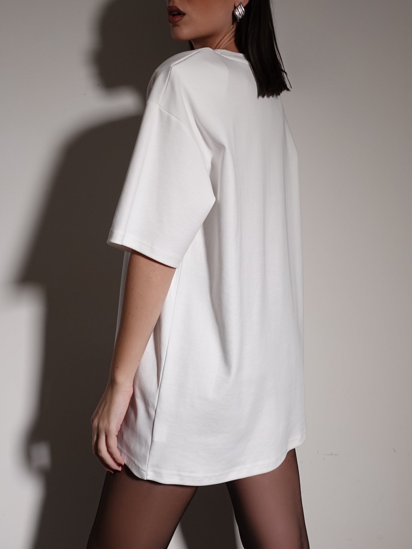 T-SHIRT OVERSIZE CON SPALLINE - BIANCO 5577