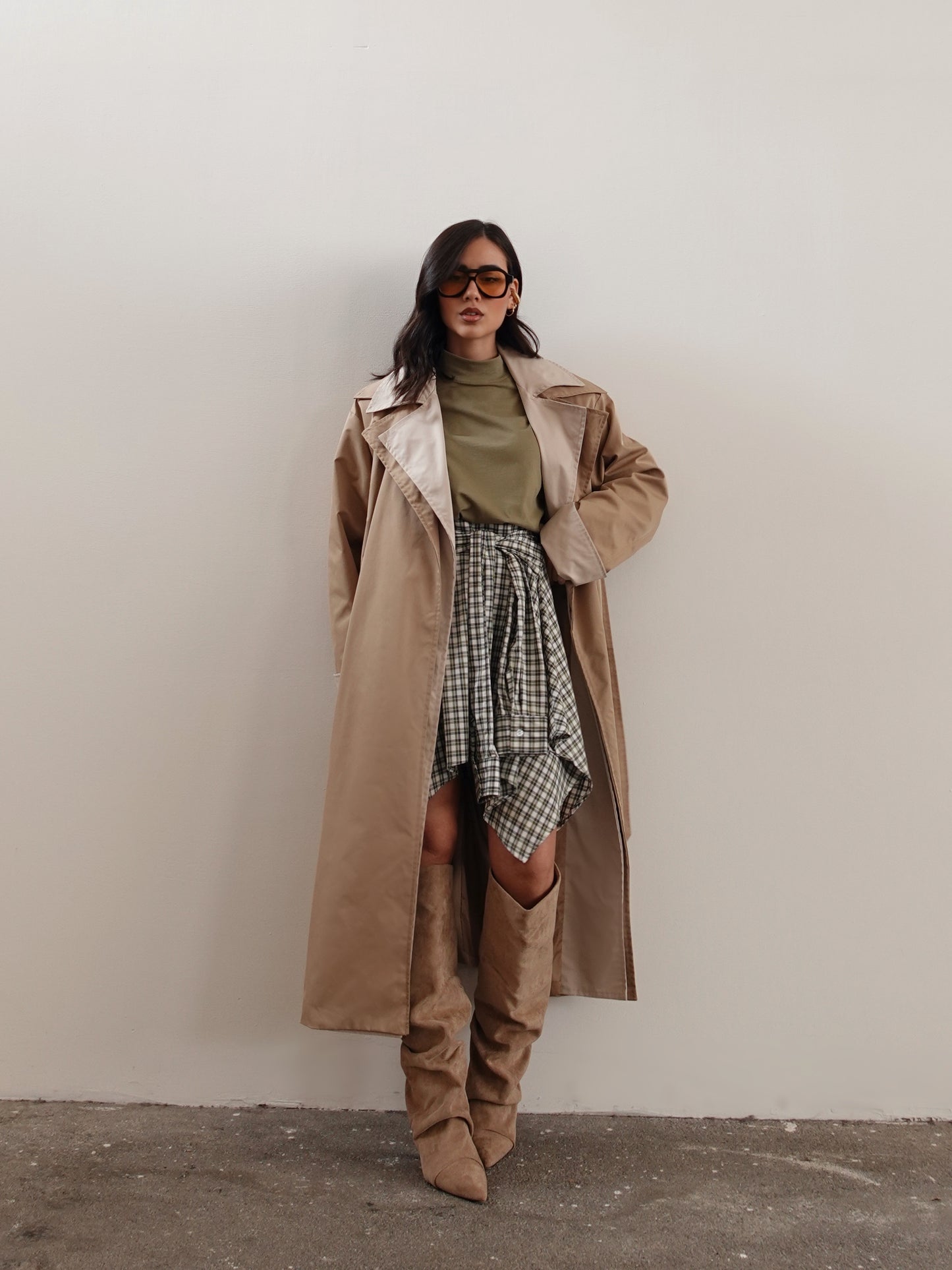 TRENCH LUNGO BICOLOR - CAMEL/BEIGE 25108