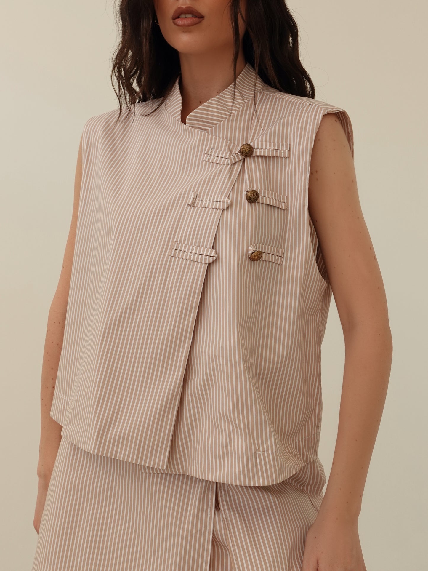 COORDINATO A RIGHE TOKYO - CAMEL 21589
