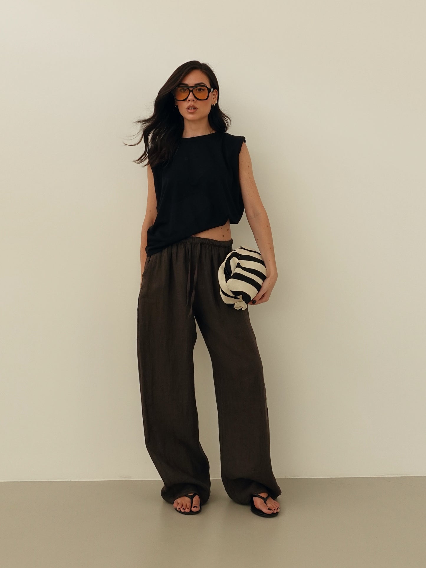 PANTALACCIO 100% LINO - CIOCCOLATO 24205