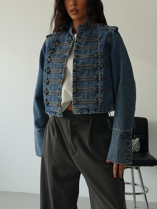 NAPOLEON JACKET IN DENIM - BLUE JEANS 386