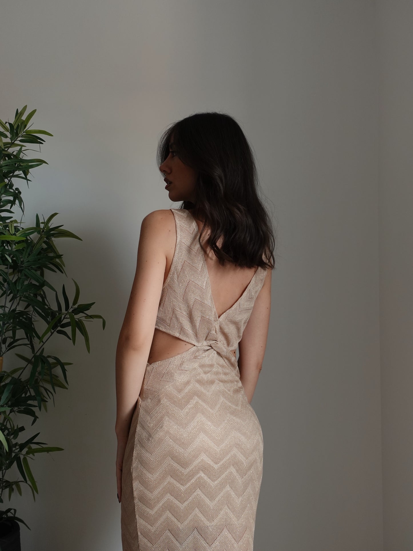 VESTITO CUT-OUT KENYA IN LUREX - ORO 14018