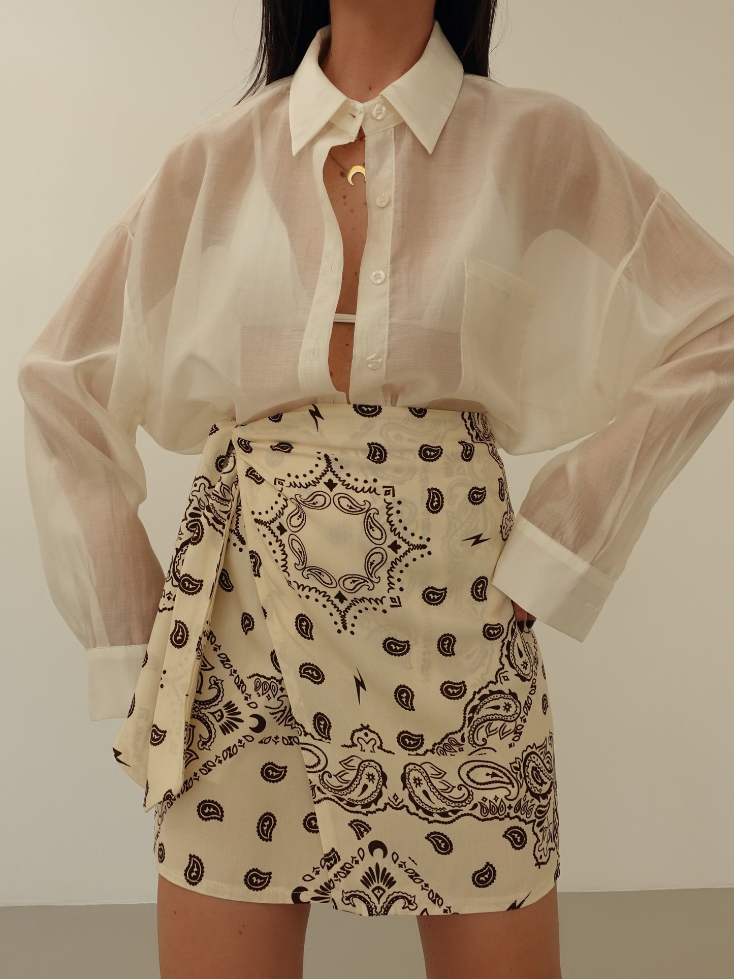 MINIGONNA BANDANA A PORTAFOGLIO - PANNA 714388