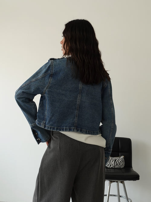 NAPOLEON JACKET IN DENIM - BLUE JEANS 386