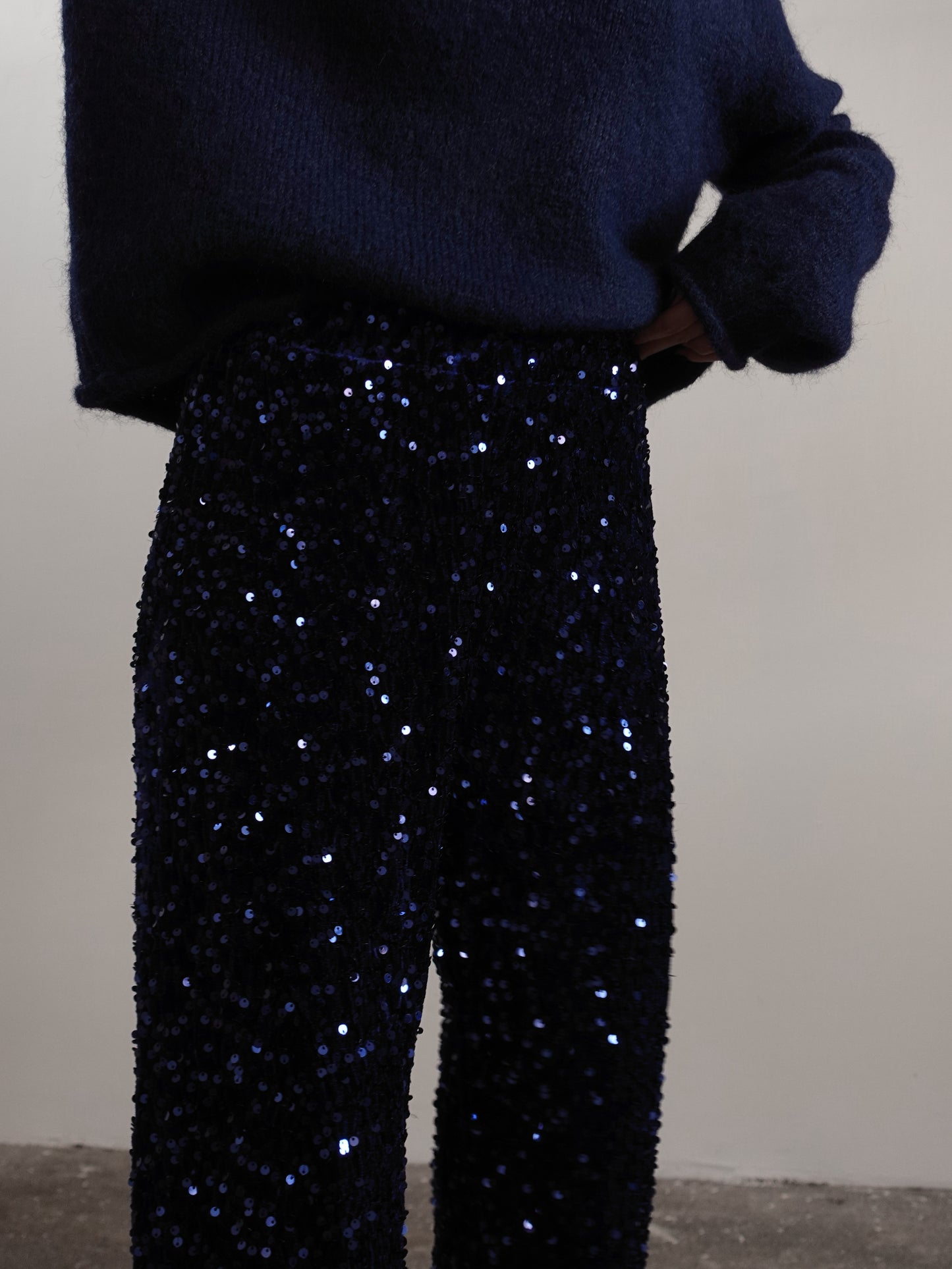 PANTALONI IN CINIGLIA CON PAILLETTES - BLU 10460