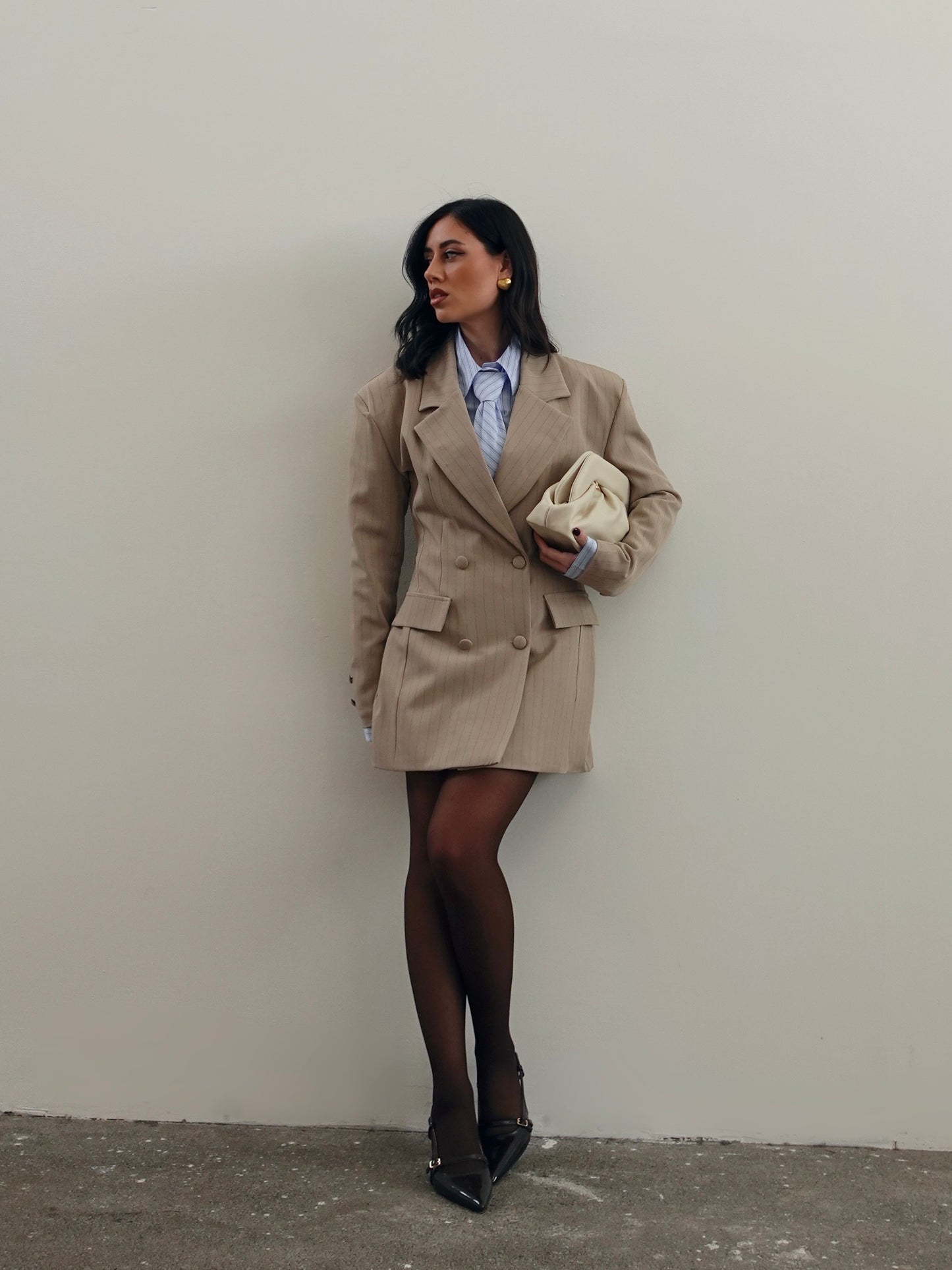 BLAZER DRESS GESSATO - TAUPE 275