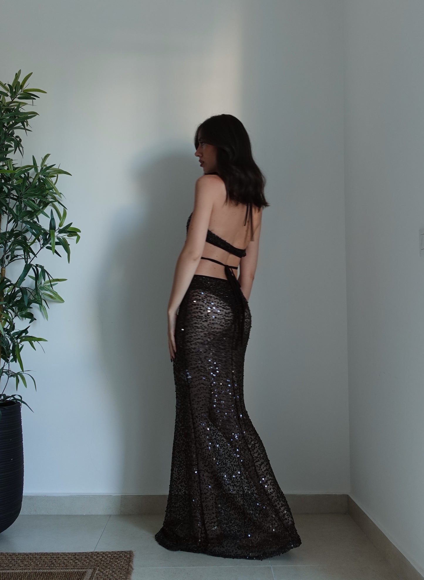 VESTITO CON PAILLETTES DUBAI - NERO 27251