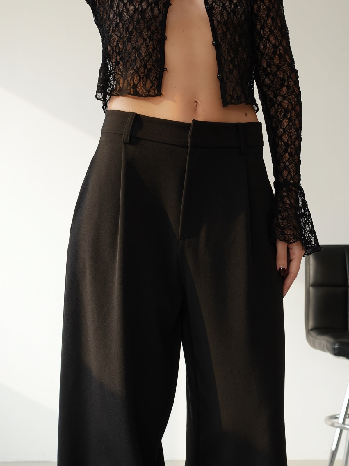 PANTALONI WIDE LEG LUMINA - NERO Y0280