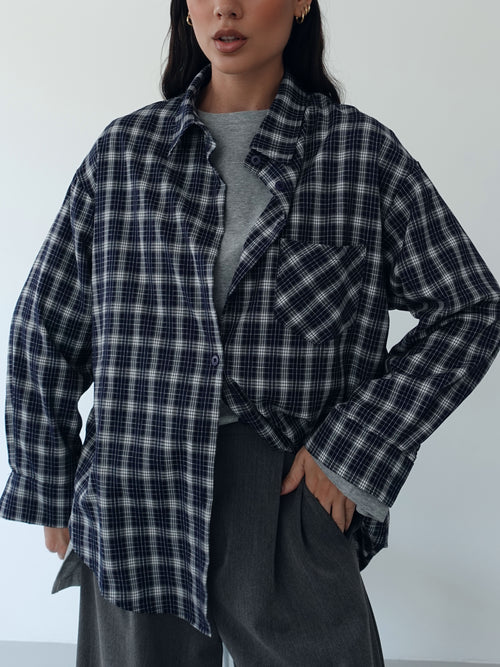 CAMICIA A QUADRI IN COTONE - BLU 17310