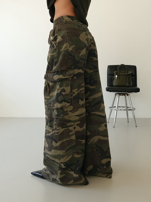 JEANS CARGO BAGGY FIT CAMOUFLAGE - VERDE 90202