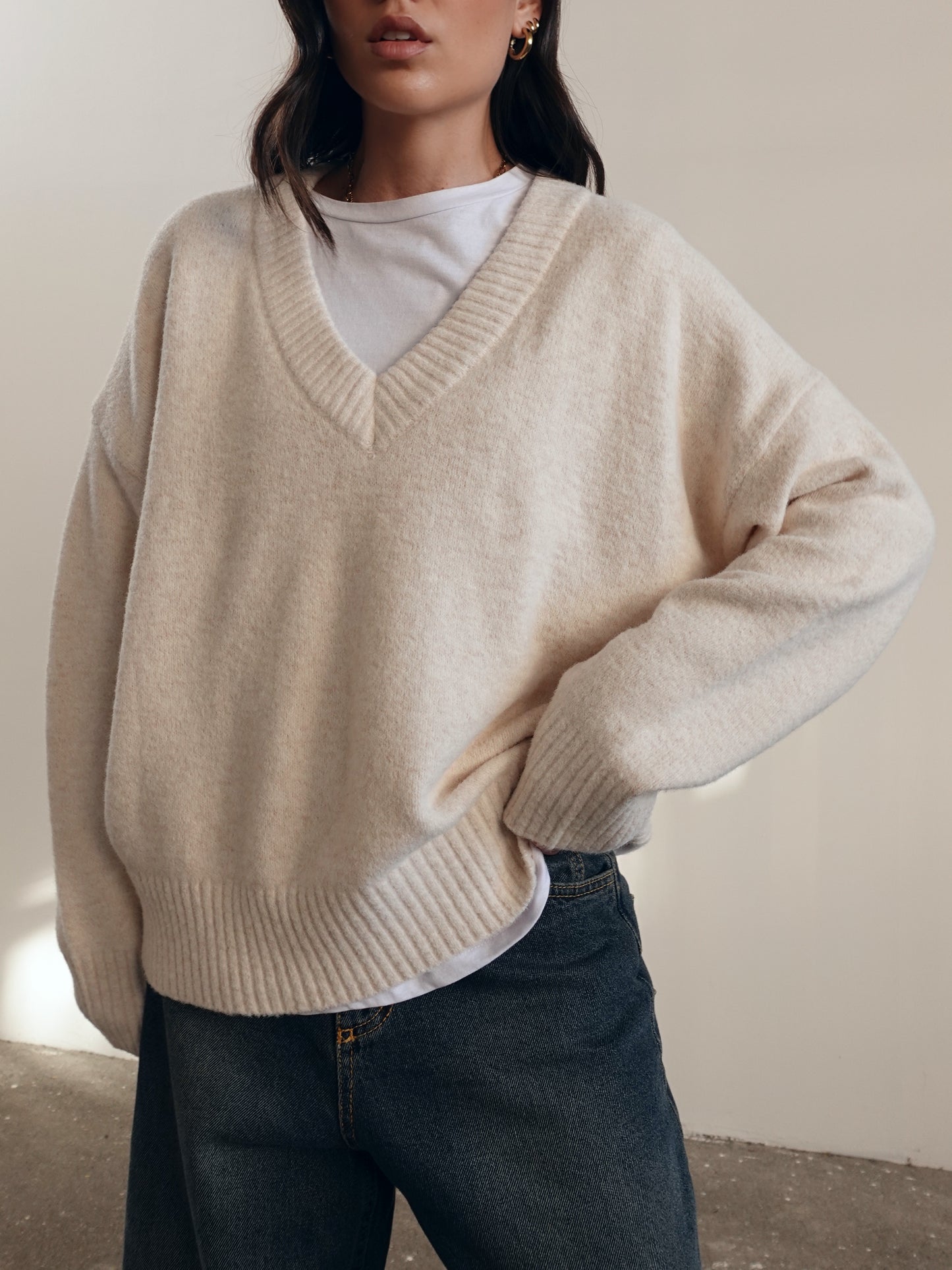 MAGLIONCINO IN VISCOSA & LANA SCOLLO V (+ COLORI) 63784