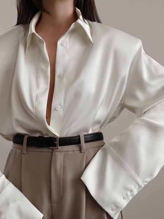 CAMICIA IN RASO GILDA - AVORIO