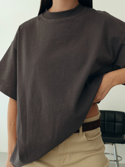 T-SHIRT OVERSIZE IN COTONE - GRIGIO SCURO LA001