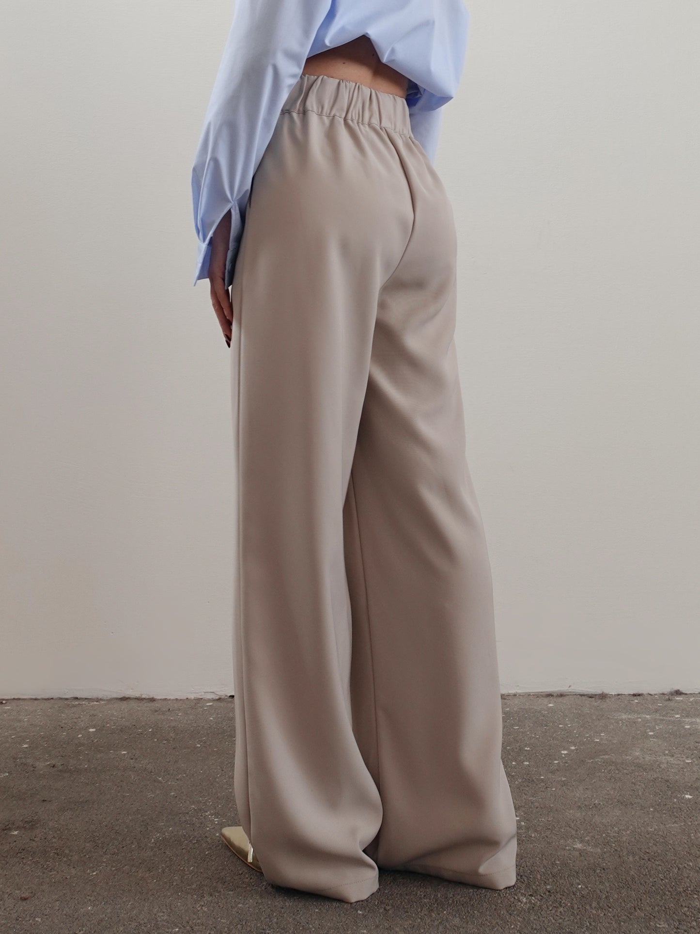 PANTALONI MORBIDI WIDE LEG - BEIGE 4181